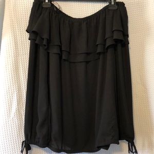Black Sheer Off the Shoulder Long Sleeve Shirt